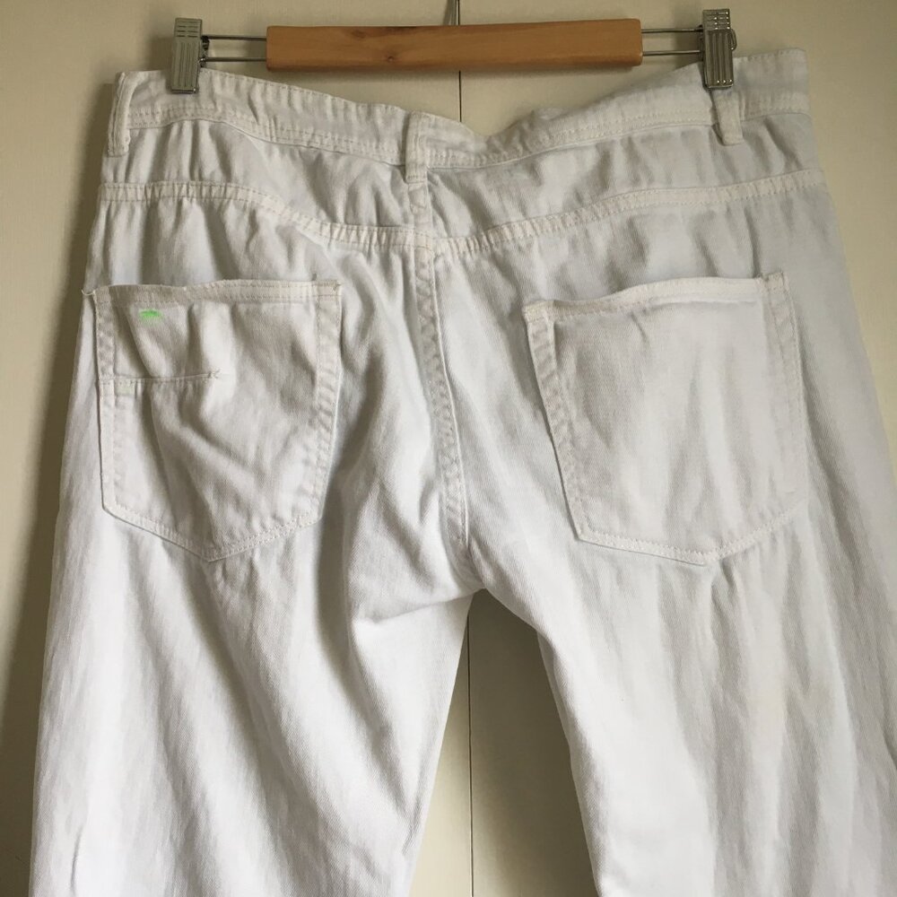 Uh Denim White Distressed Pintuck Stretch Skinny Jeans Size 32 - Picture 6 of 16
